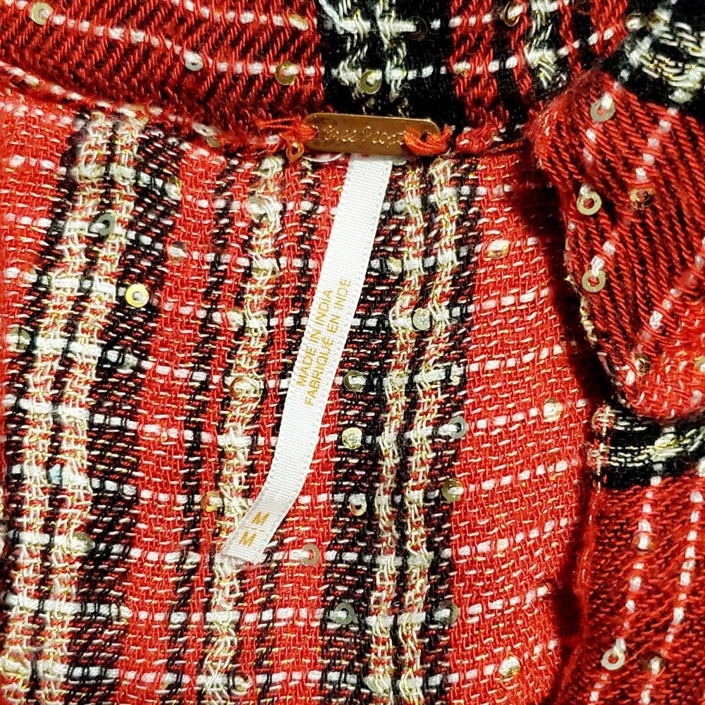 Free People Fearless Love Long Sleeve Sparkle Gauzy Plaid Pullover Shirt  Medium - Picture 6 of 9